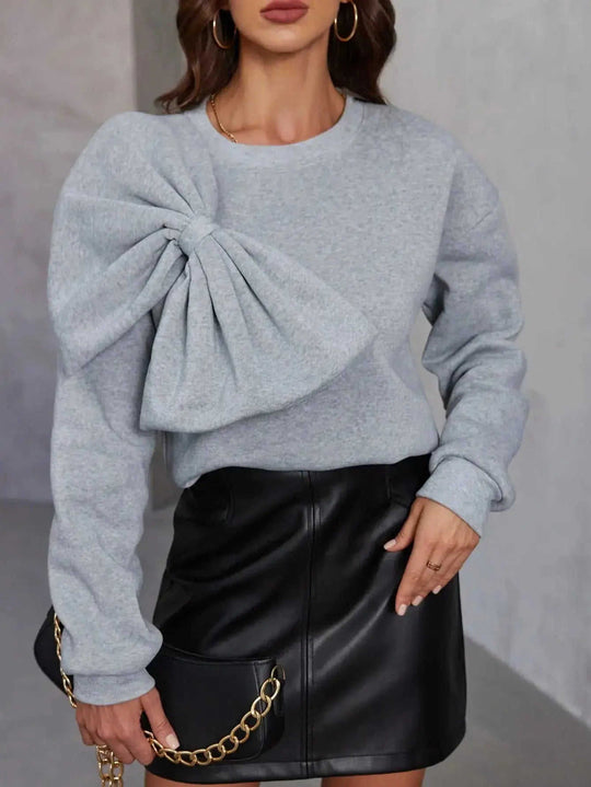 Loose Slimming Bow Long Sleeve Sweater Meifu Market