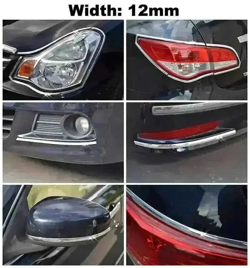 6M Chrome Car Styling Moulding Strip - Door Window Mirror Body Decorat - close-up detail (pattern: check)