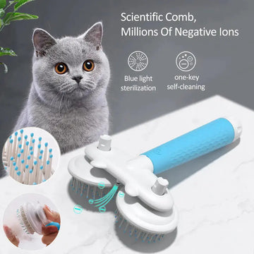 Pet Cat Brush Dog Slicker Brush Double-headed Negative Ion One-button Self Cleaning Dog Cat Hair Removal Pets Products Meifu Market