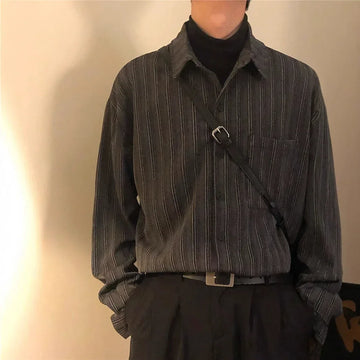 loose-fit striped shirt | vintage long sleeve top | oversized cotton shirt | ultrasonic cleaning