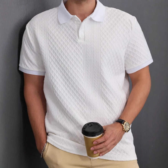 Jacquard Polo Tee — Men's Regular Fit Everyday Knit Shirt