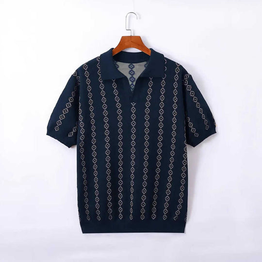 Striped Jacquard Knit Polo – Men's Regular Fit Summer Shirt
