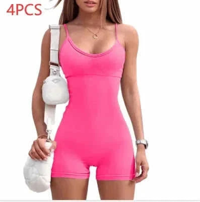 high-waisted yoga romper | moisture-wicking sportswear | seamless workout jumpsuit | ultrasonic cleaning