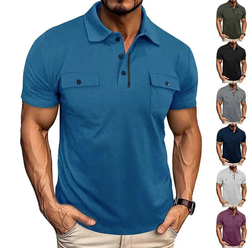 moisture-wicking polo shirt | quick-dry fabric mens shirt | lightweight summer top with pockets | ultrasonic cleaning