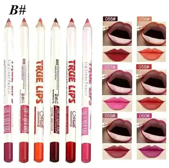 6PCS/Set Fashion Women's Long-Lasting Waterproof Lipstick Liner set - main view (pattern: check | style: modern)