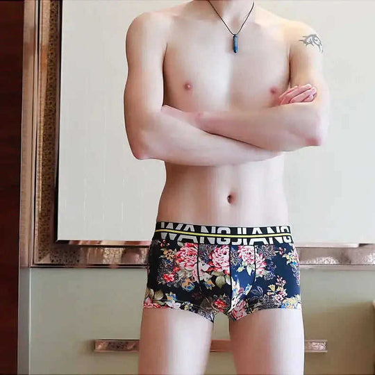 Men's Ice Silk Boxer Briefs Summer Breathable Printed Underwear Meifu Market