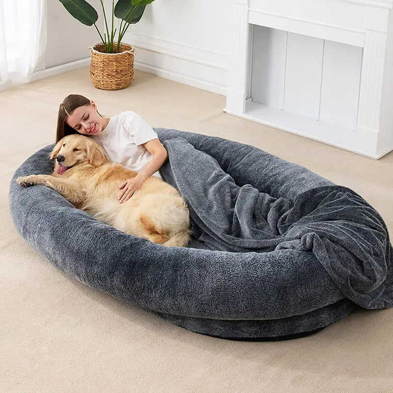 Large Human Short Plush Dog Bed Meifu Market