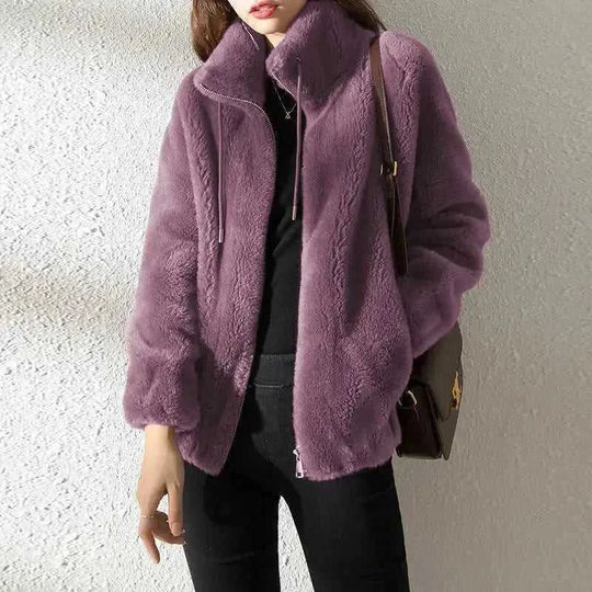 double-faced fleece fabric | high neck sweater women | warm cardigan for women | energy saving