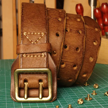 Cowhide Handmade Stitching Anti-allergy Men's Leather Belt meifu market