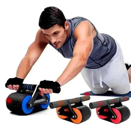 automatic rebound ab wheel | double wheel abdominal roller | stainless steel ab exerciser | ultrasonic cleaning