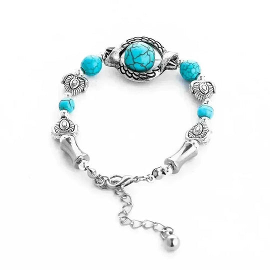 elastic turquoise bracelet | adjustable boho bangle | vintage tribal jewelry | ultrasonic cleaning