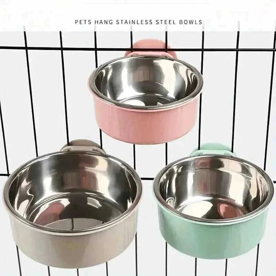 Premium Adjustable Stainless Steel Pet Bowl - Hanging Feeder for Growing Dogs - Durable, Space-Saving, Non-Slip Design for...