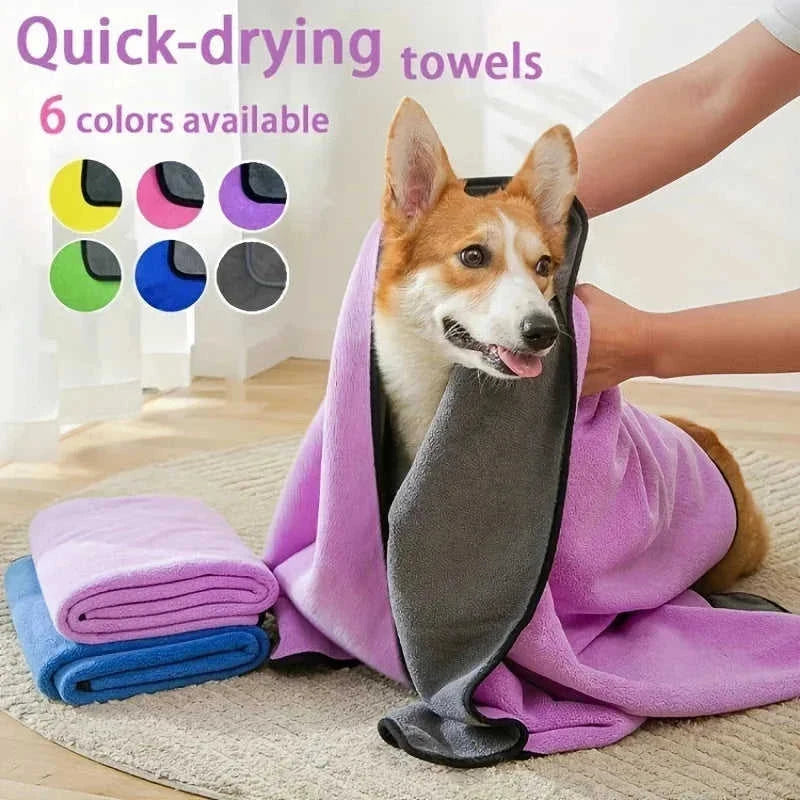 microfiber pet drying towel | quick-dry dog bath towel | large absorbent pet towel | energy saving