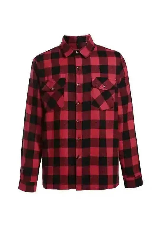 A Long-sleeved Pocket Checked Shirt With A Lapel For Young Men In Autumn And - view 7 (material: cotton, denim | color:...