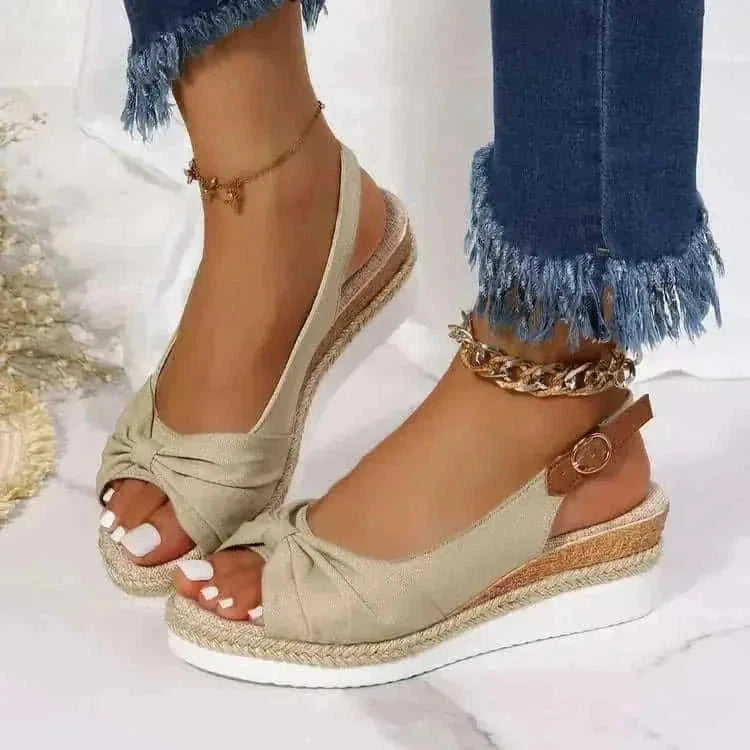platform sandals for women | peep toe summer sandals | bow detail sandals | energy saving