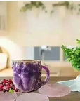 400ml Resin Crystal Coffee Mug - Elegant Mineral Design with Handle - view 39 (pattern: check)
