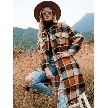 Women's Wool Coat Side Slit Lapel Loose Mid-Length Jacket Meifu Market