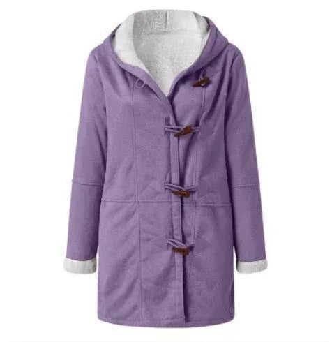 Winter Button Coat Fashion Warm Hooded Jacket With Pockets Women's Clothing Meifu Market