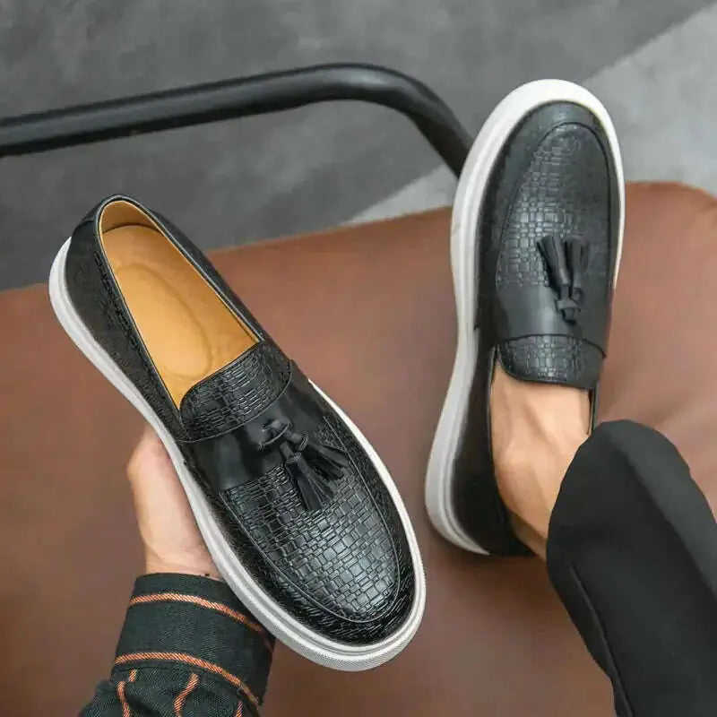 Men's Plus Size Fringed Leather Loafers - Casual Fashion Tassel Shoes Meifu Market