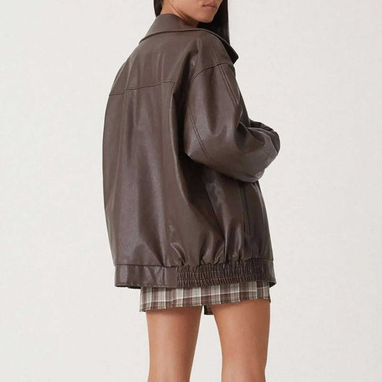 Leather Coat Women's Locomotive Style Top Meifu Market
