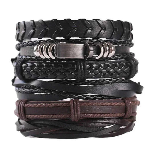 genuine leather bracelet | adjustable woven bracelet | multi-layer charm bracelet | energy saving