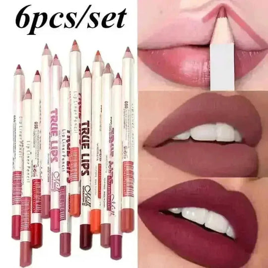 6PCS/Set Fashion Women's Long-Lasting Waterproof Lipstick Liner set - lifestyle (pattern: check | style: modern)