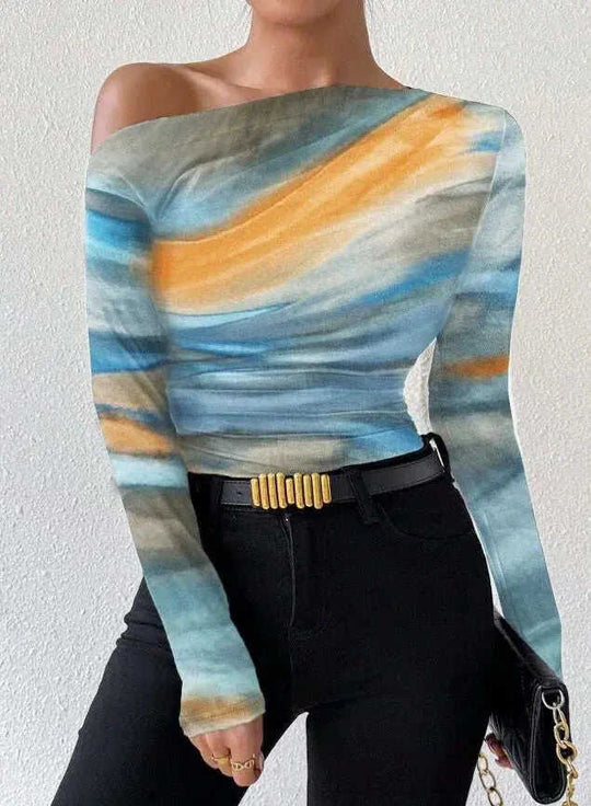 Print Long Sleeve T-Shirt Graphic Tees Women Tops Meifu Market