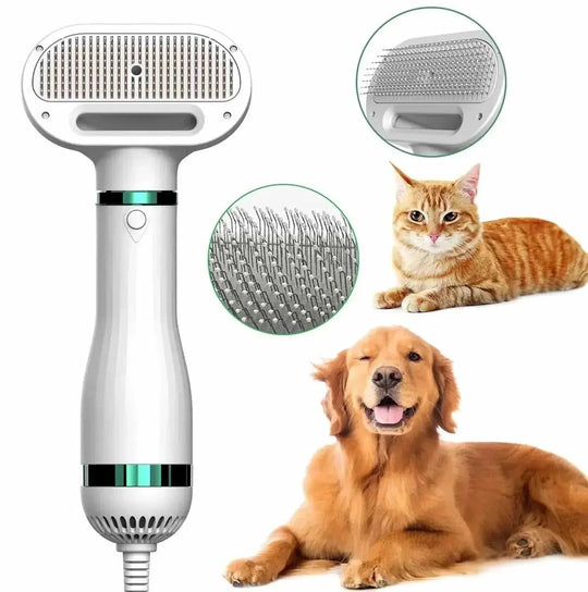 pet hair dryer comb | 300w blow dryer brush | 2-in-1 grooming tool | ultrasonic cleaning