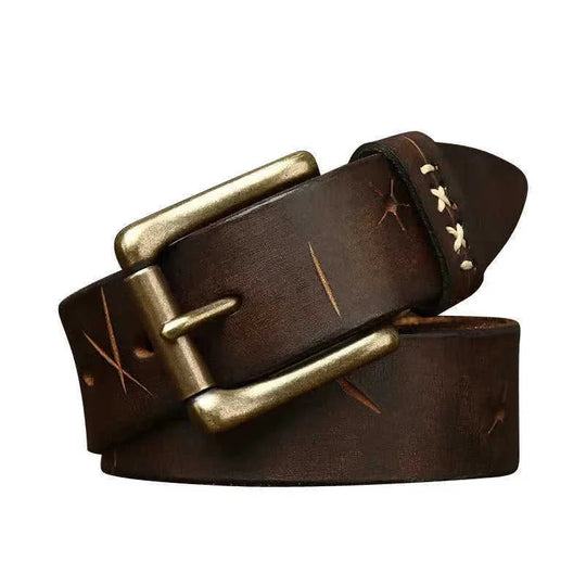 premium cow leather belt | vintage washed-out jeans belt | first layer leather construction | energy saving