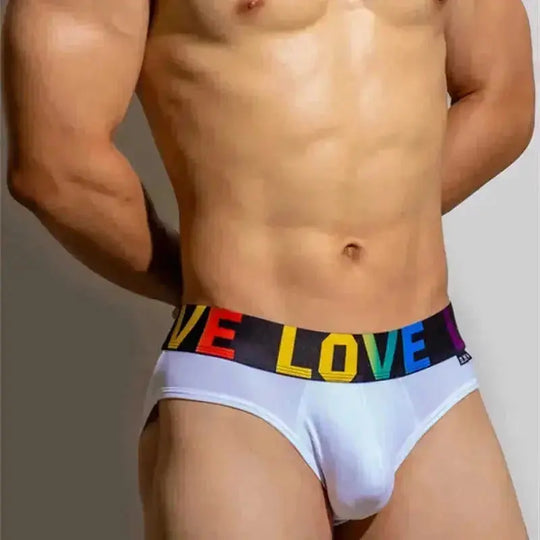 low waist mens briefs | solid color underwear | rainbow letter print | energy saving