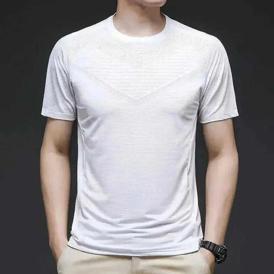 ice silk fabric t-shirt | quick drying athletic shirt | mens elastic training top | ultrasonic cleaning