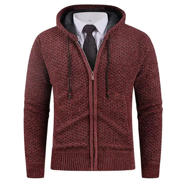 fleece-lined knitwear | lightweight mens sweater | cold weather hoodie | energy saving