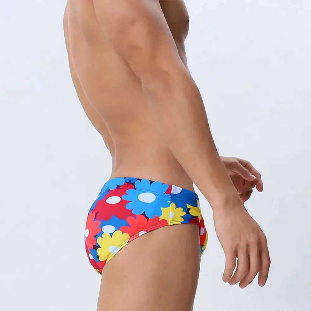 Flower Colorful Printing Swim Briefs Meifu Market