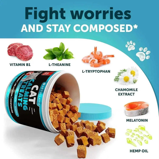 Cat Calming Treats - Natural Wellness Supplement for Cats & Kittens | Chicken Flavor Artullano - size and dimension reference