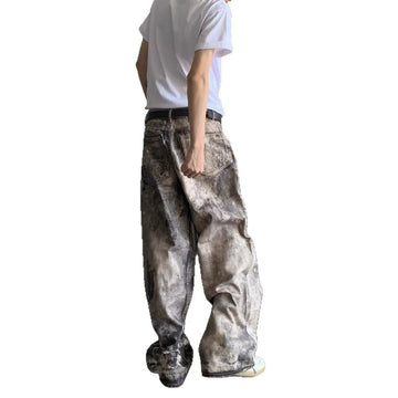 d digital camouflage print | durable cotton denim fabric | elastic waistband trousers | energy saving