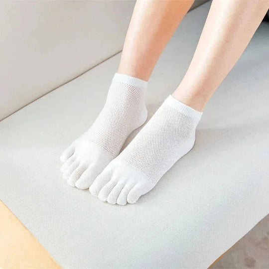 ultra-thin cotton socks | breathable toe socks for summer | moisture-wicking plain socks | ultrasonic cleaning