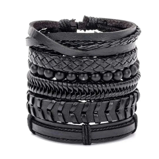 genuine leather bracelet | adjustable woven bracelet | multi-layer charm bracelet | energy saving