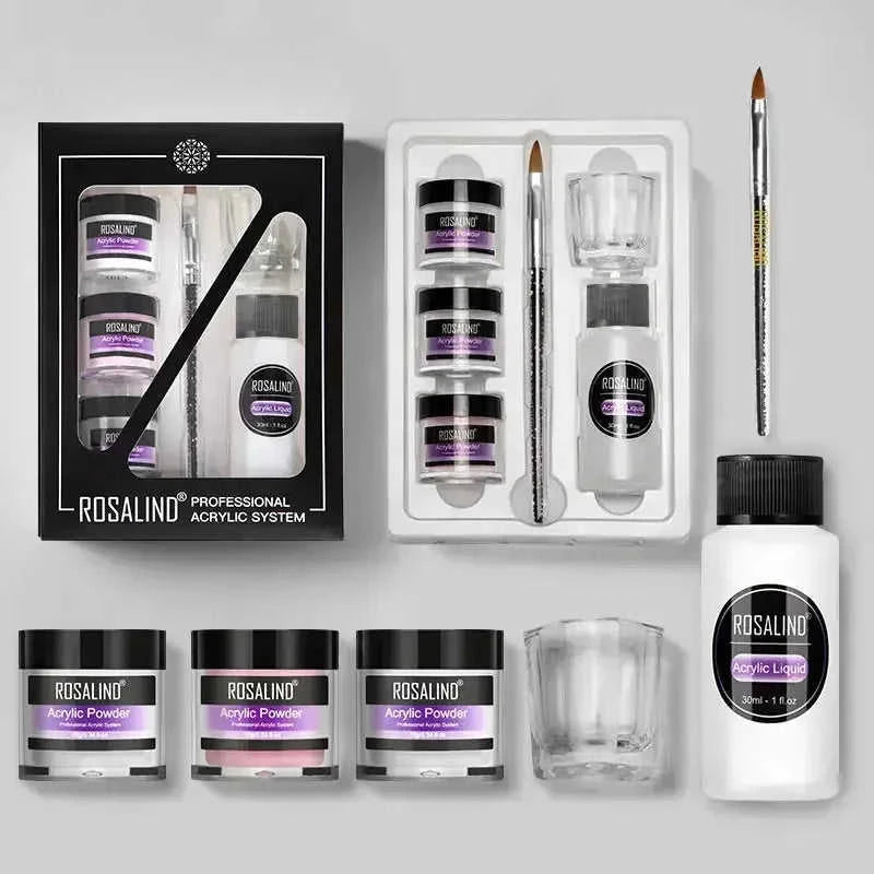 professional acrylic nail kit | glass dappen dish included | acrylic liquid and powder set | ultrasonic cleaning