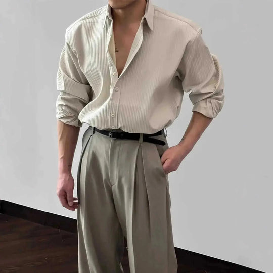 wrinkle-resistant cotton shirt | oversized fit mens shirt | artistic print button down | ultrasonic cleaning