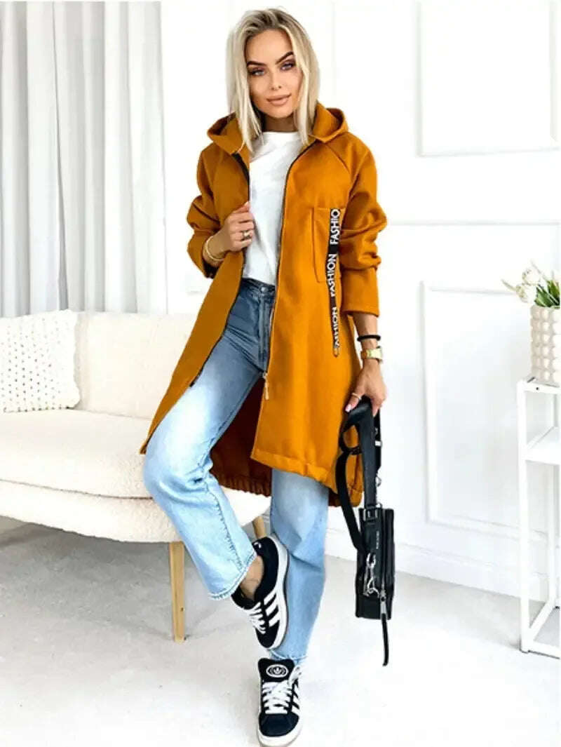 Women's Zip-Up Hoodie Brushed Fleece Jacket Long Sleeve Meifu Market