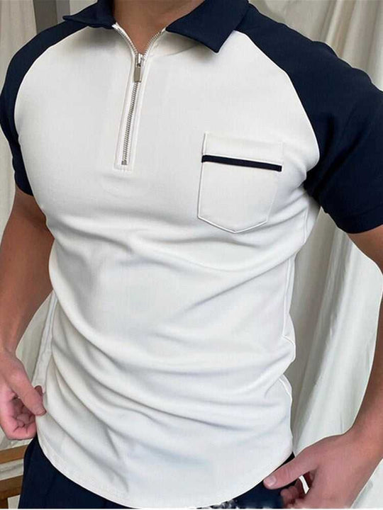 Plaid Zip Knit Polo – Men's Jacquard 5-Style Casual Shirt