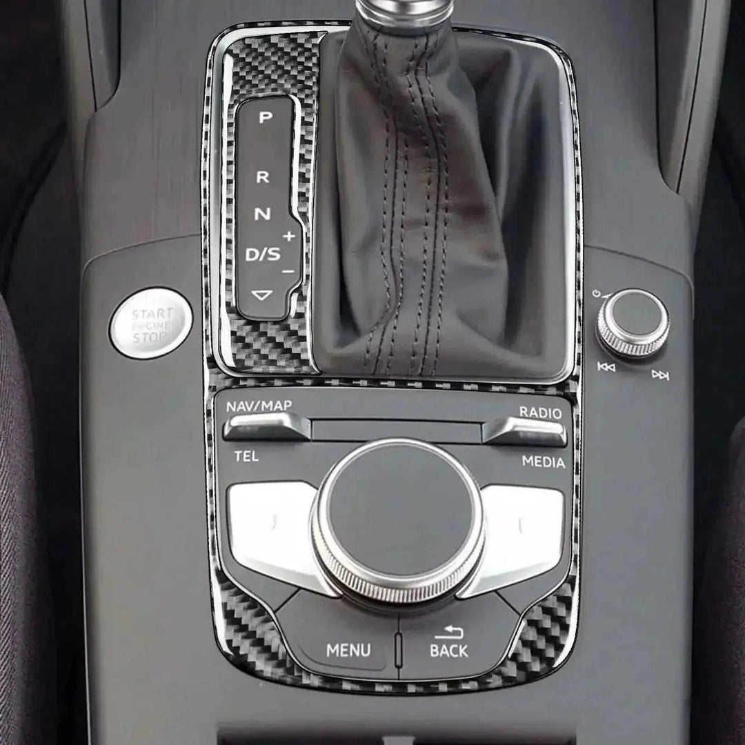 carbon fiber gear shift panel | aluminum alloy construction | oem fit replacement | energy saving