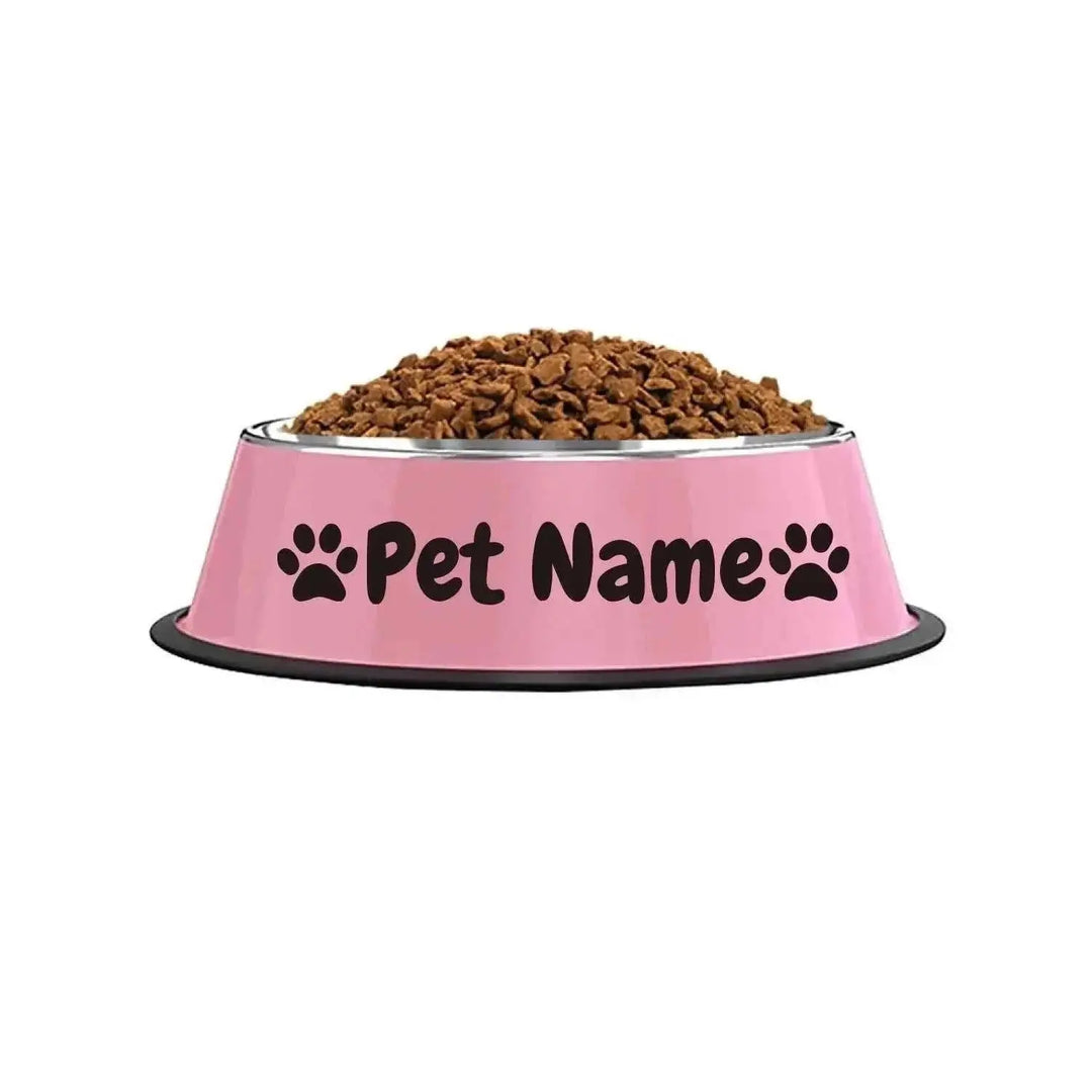 Customizable Stainless Steel Dog Bowl, Non-Slip Pet Food and Water Bowl with Personalized Name for Dogs Red-crown - color ...