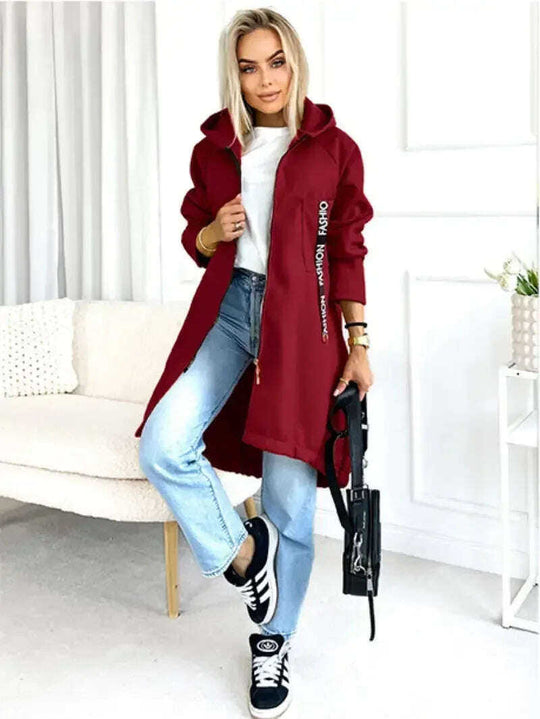 Women's Zip-Up Hoodie Brushed Fleece Jacket Long Sleeve Meifu Market