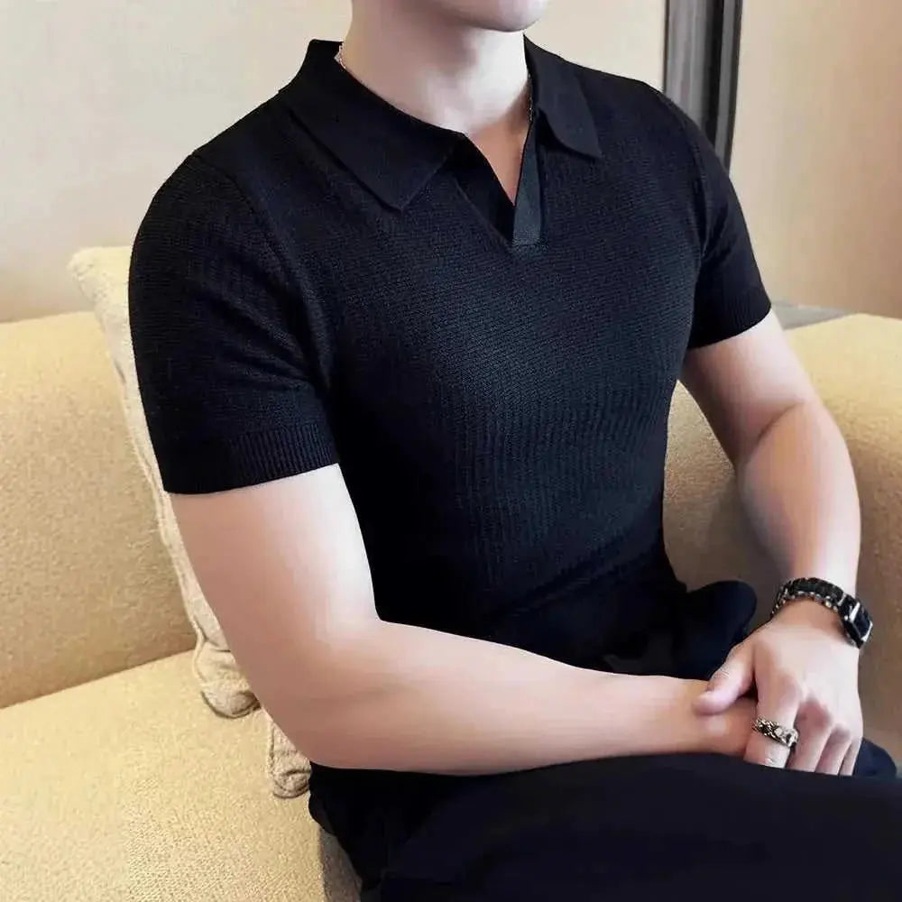 lightweight cotton polo shirt | breathable summer knitwear | office casual wear | energy saving