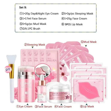 sakura-infused whitening cream | 24k gold anti-aging serum | complete facial skincare kit | energy saving