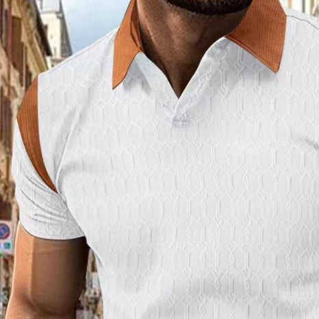 Waffle Jacquard Polo – Men's Asymmetric Textured Casual Shirt