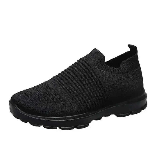 breathable knit fabric shoes | lightweight walking sneakers women | slip-on running flats | ultrasonic cleaning