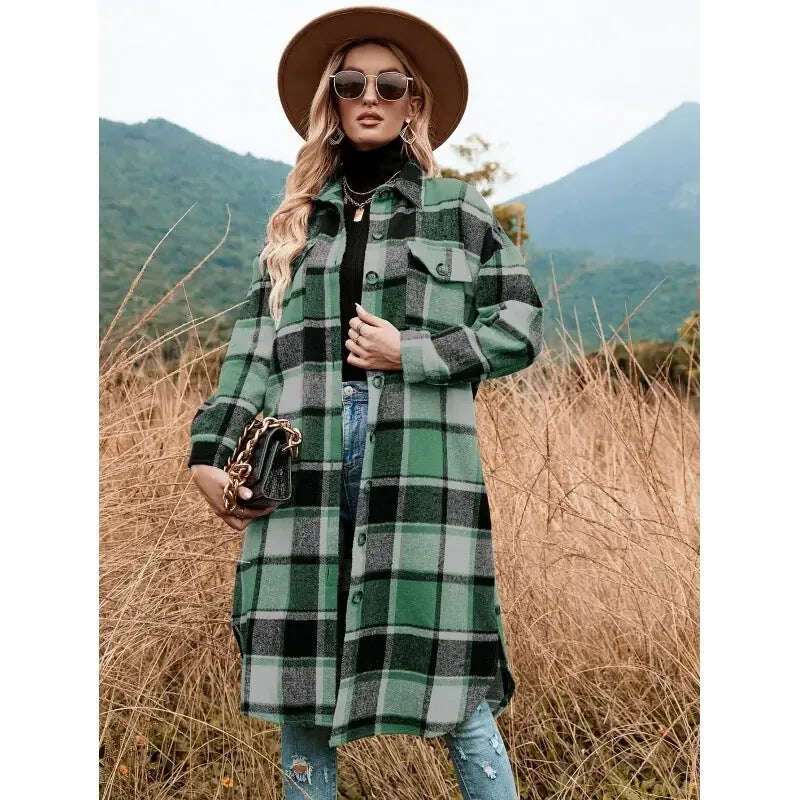 Women's Wool Coat Side Slit Lapel Loose Mid-Length Jacket Meifu Market