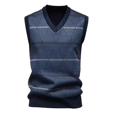Autumn And Winter Fleece-lined Casual Dad's Diamond Vest Pullover - Meifu Market
